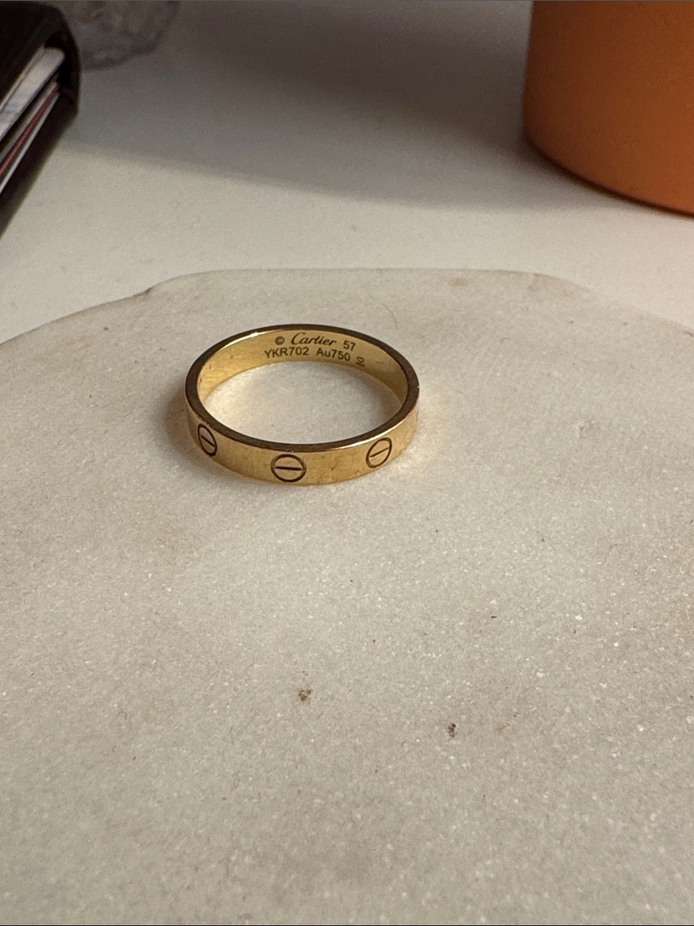 Cartier Yellow Gold Love Band Ring with Screw Motif
